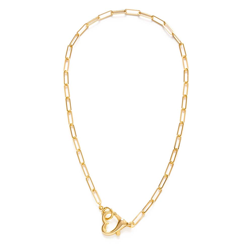 Amano Studio - Heart Clasp on Paperclip Chain Necklace