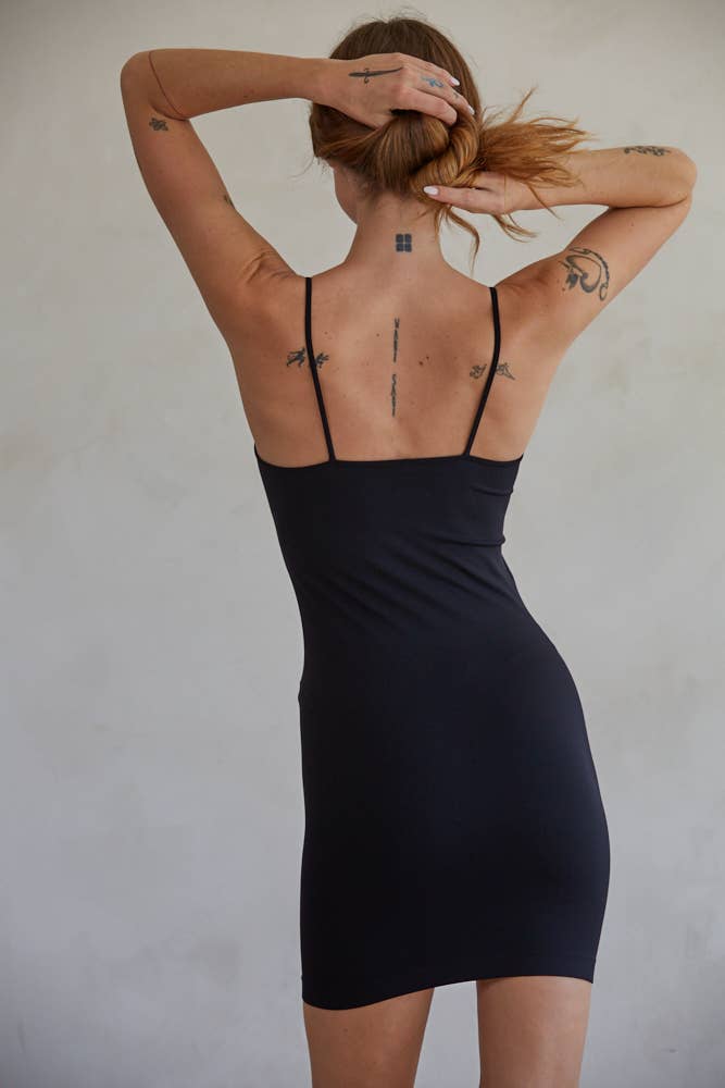 S1170 | Seamless Cami Spaghetti Strap Sleeveless Slip Dress