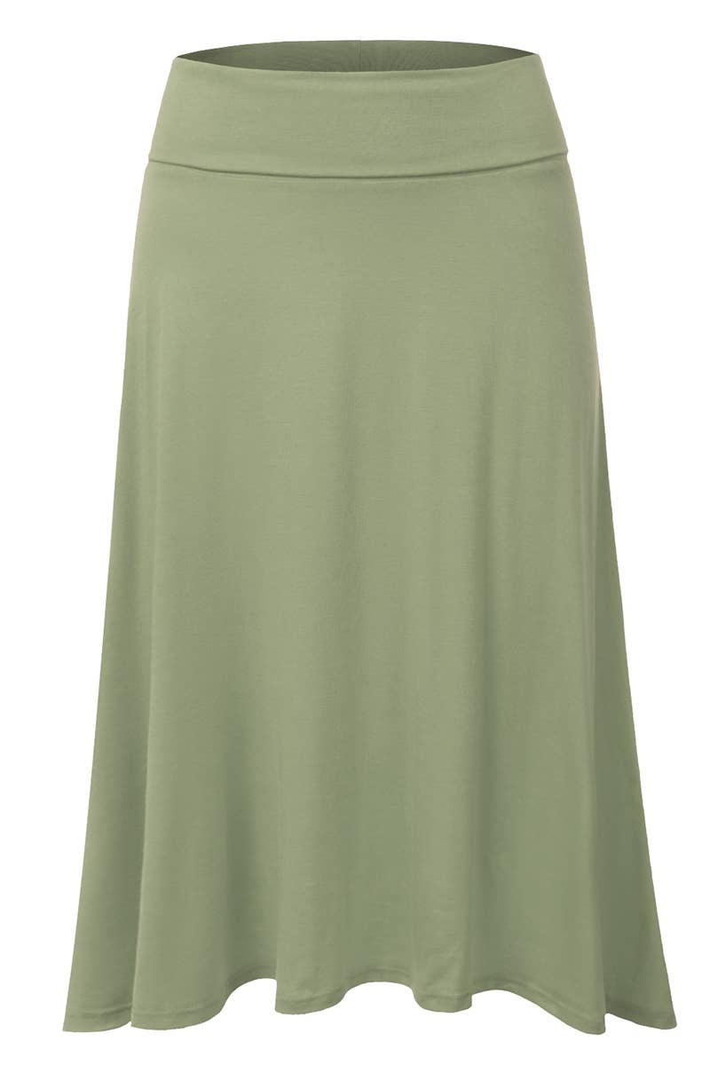 High Waist Elastic Flared Midi Skirt - NINEXIS