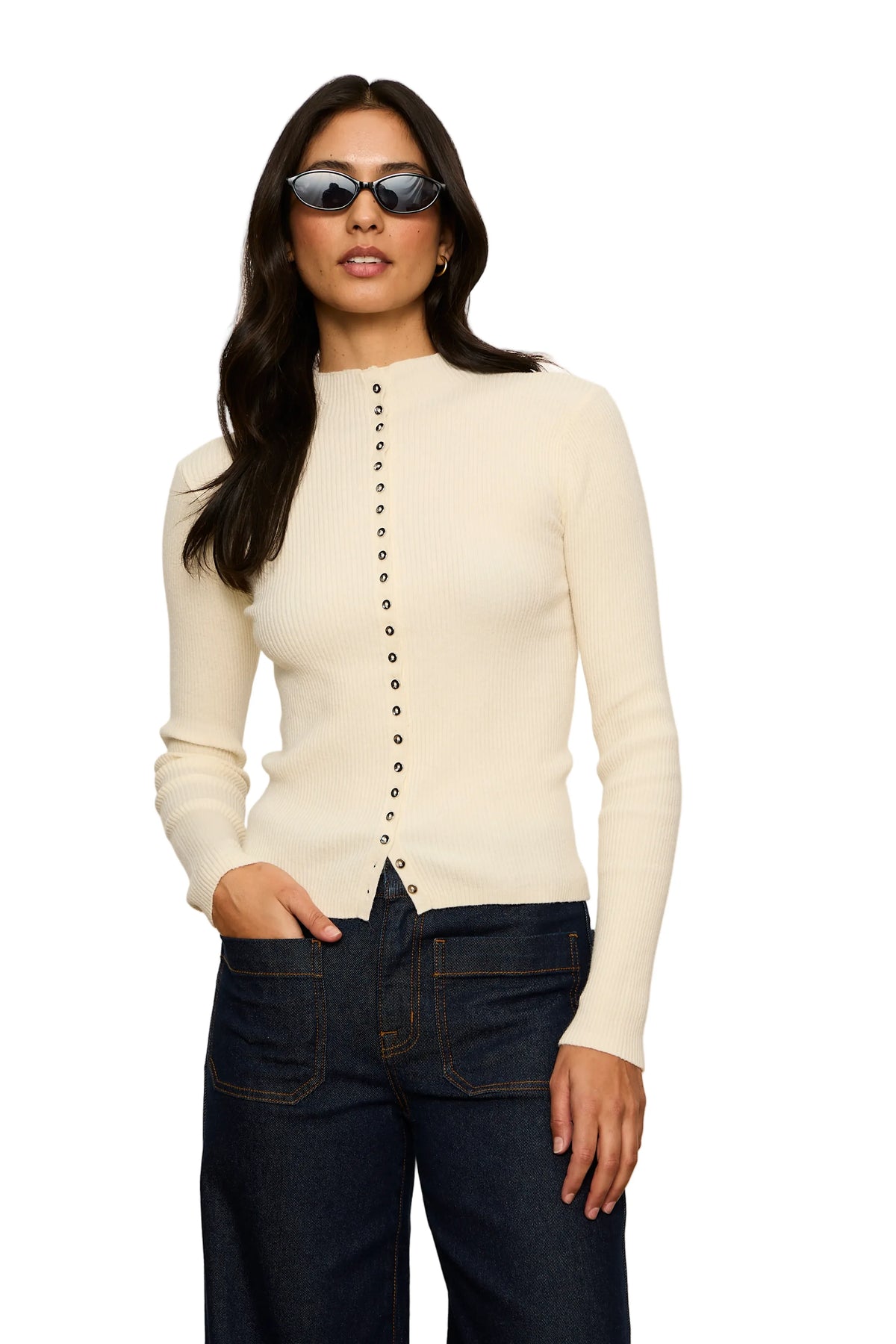 High Neck Ribbed Cardigan - Sanctuary