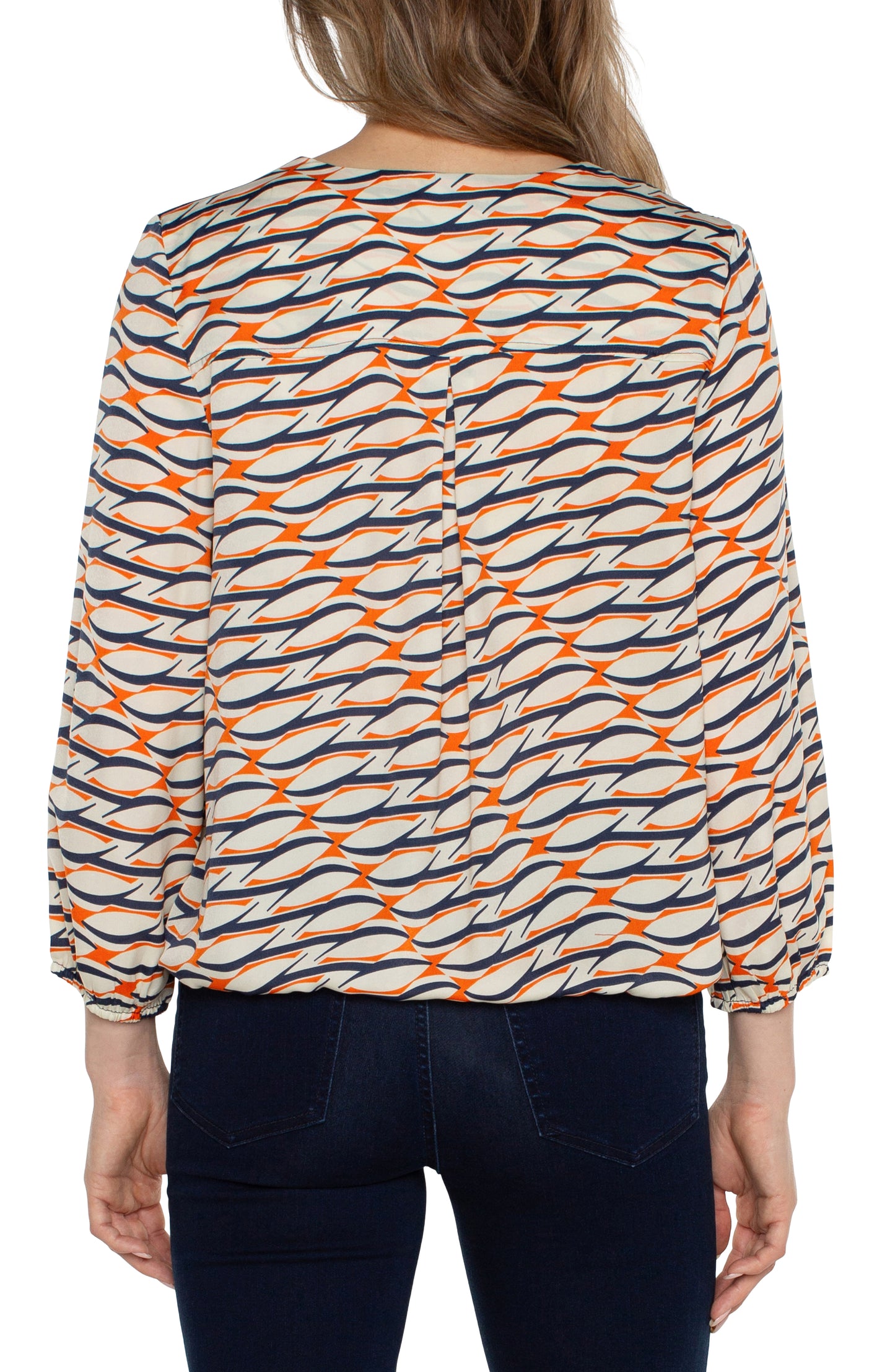 3/4 Sleeve Surplice Front Woven Top