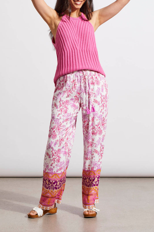 FLOWY BORDER PRINT PANT W/ DRAWCORD