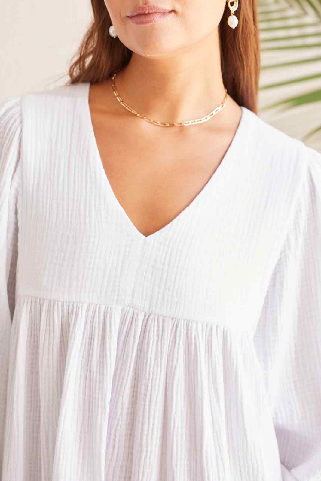 3/4 PUFF SLEEVE DRESS