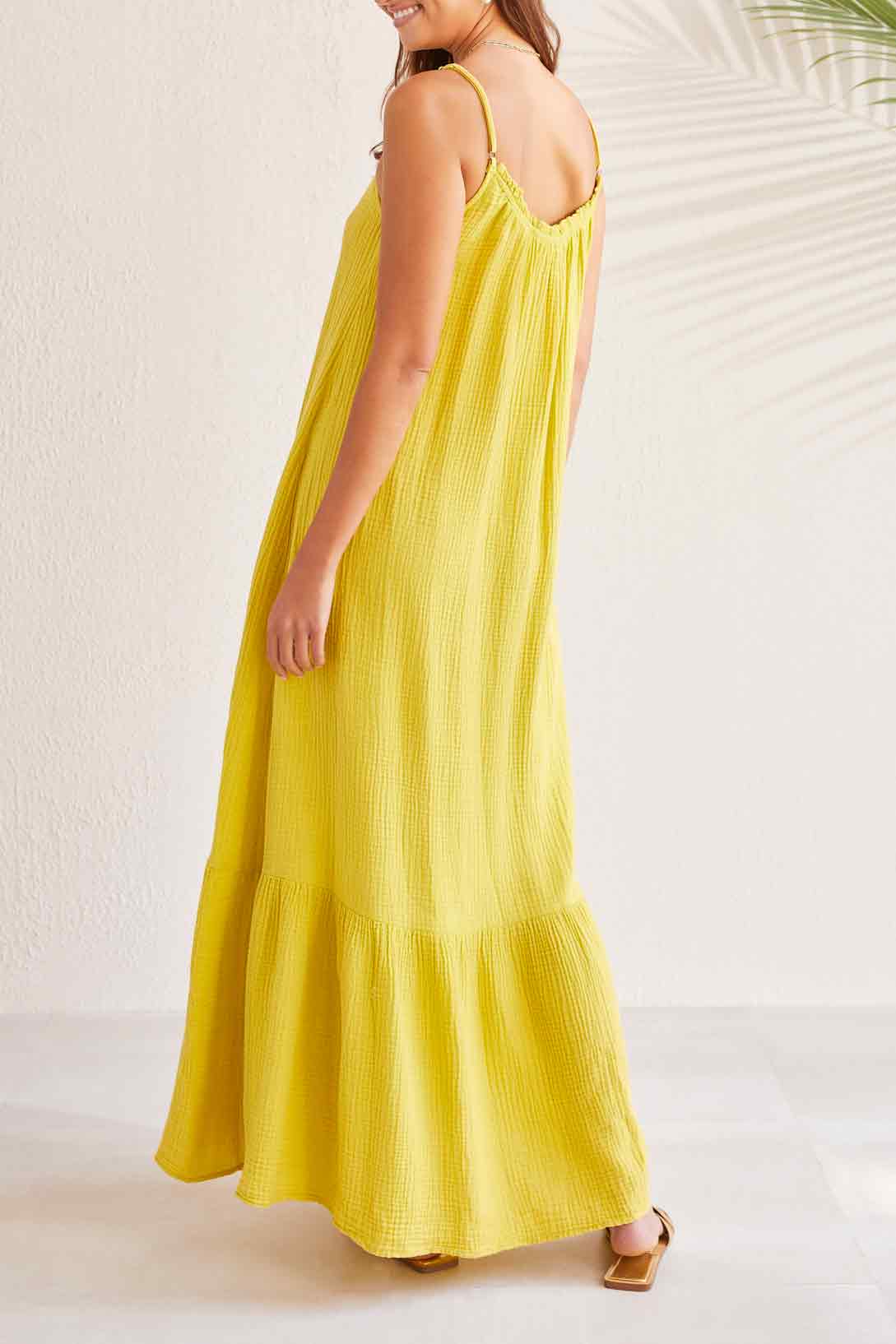 MAXI DRESS W/ FRILL AND PKTS