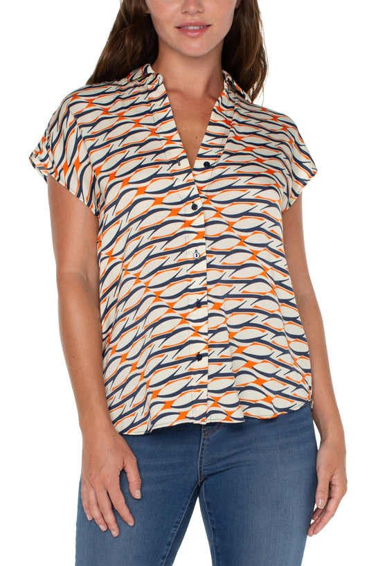 dolman slv blouse w collar and button front