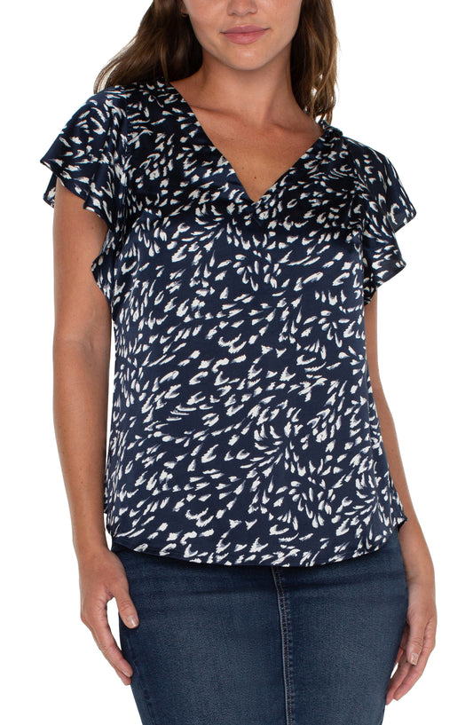 double v neck flutter slv top