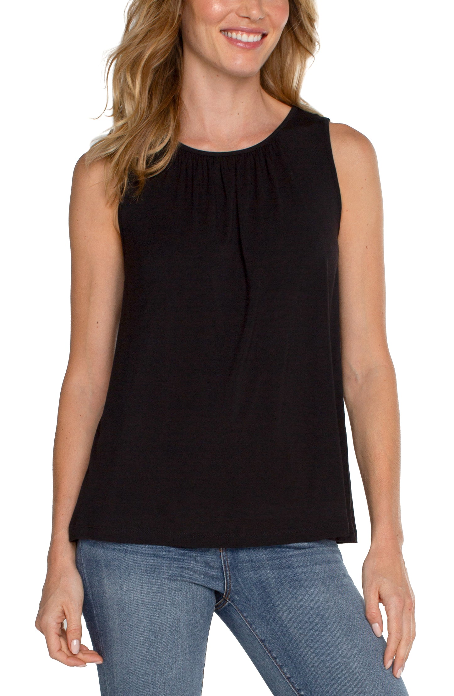 a-line sleeveless knit top w/ keyhole