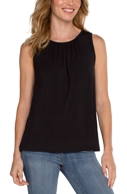 a-line sleeveless knit top w/ keyhole