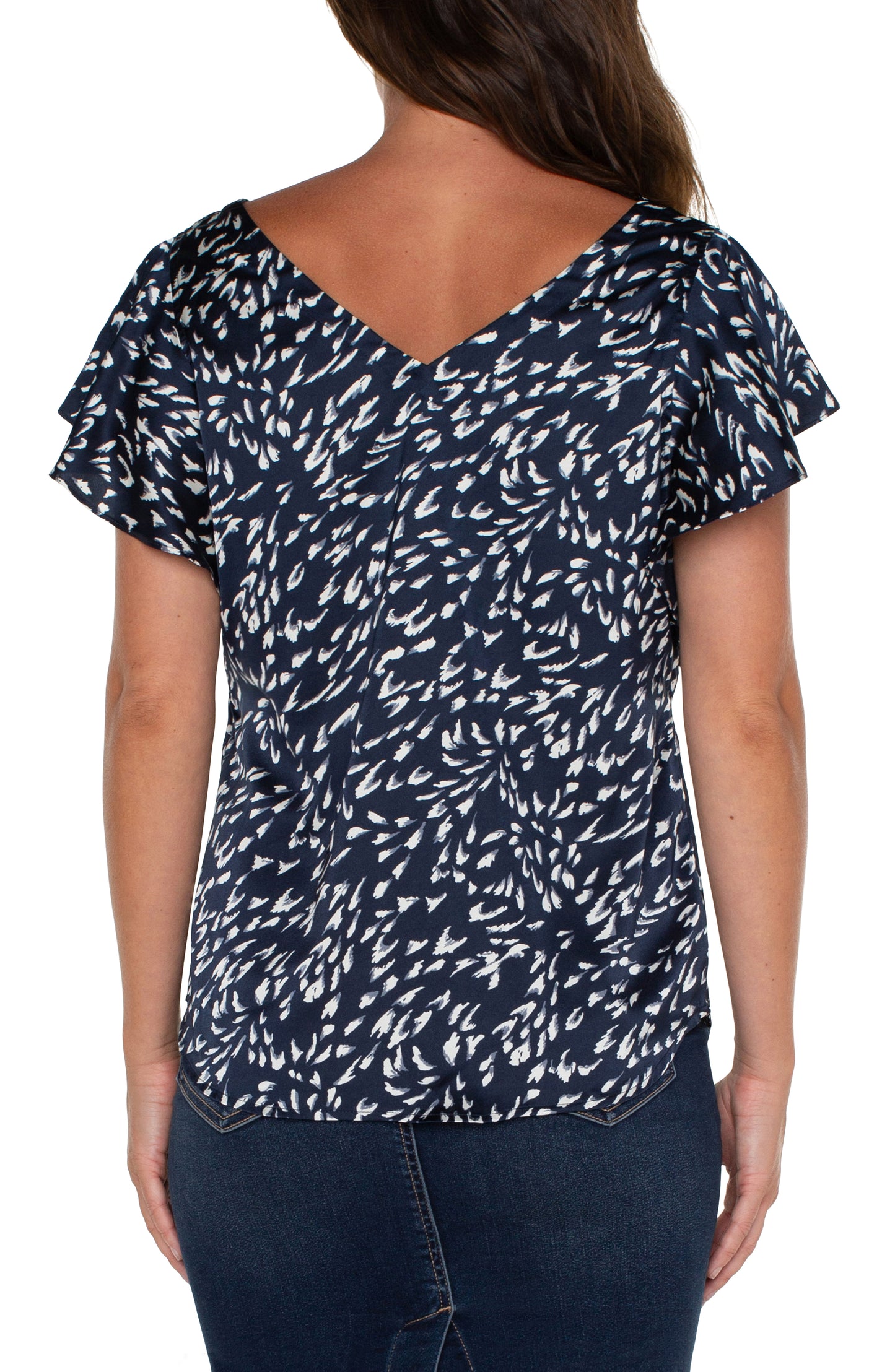 double v neck flutter slv top