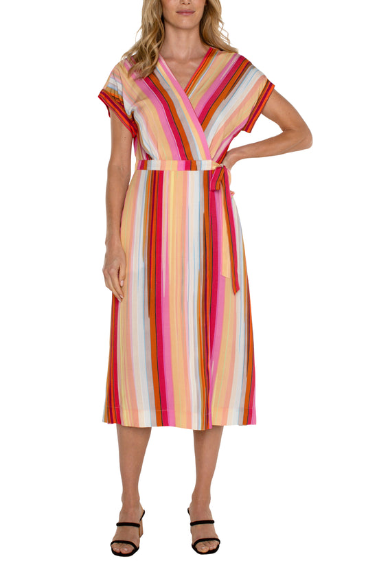 dolman wrap front midi dress