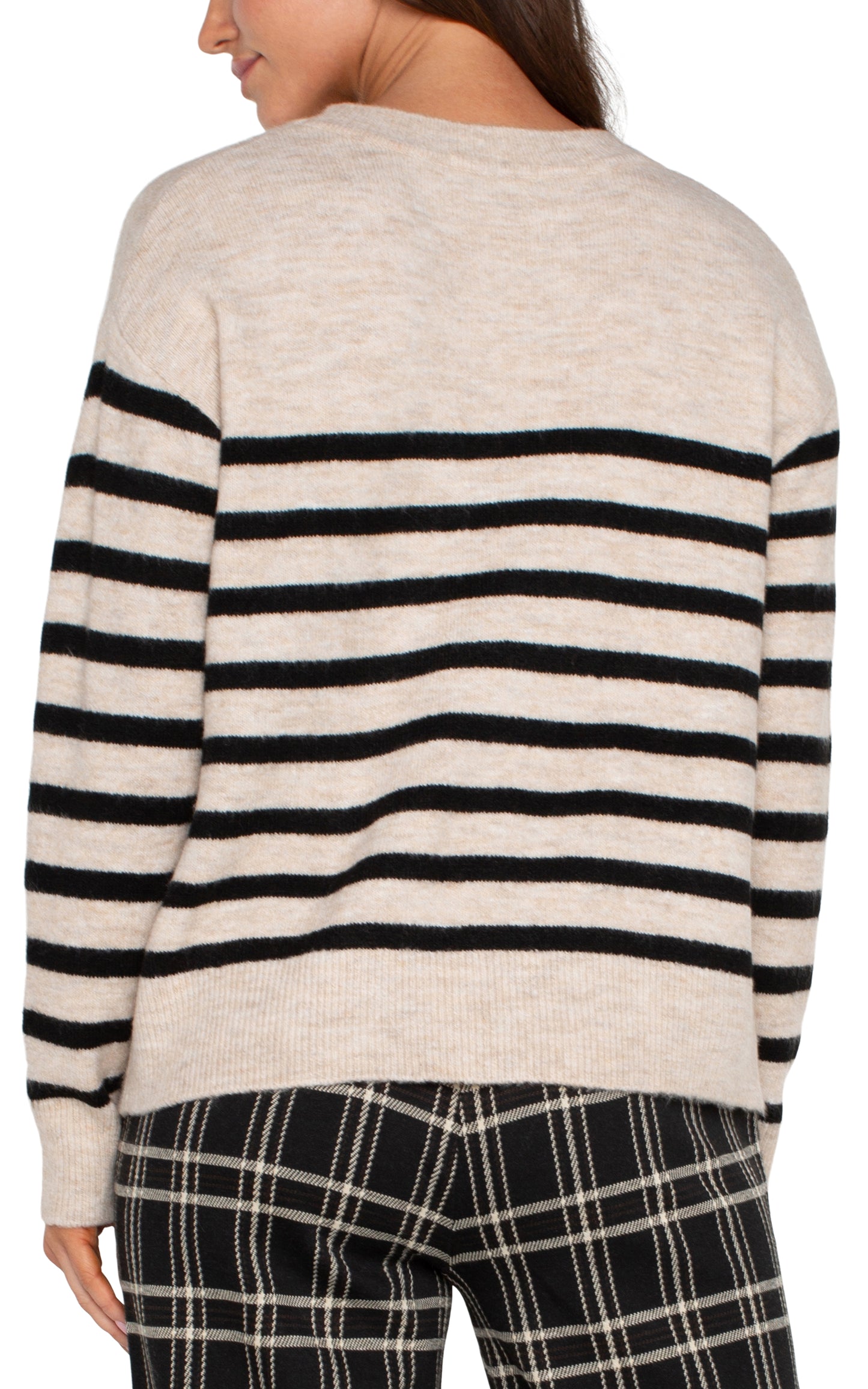 long sleeve crew neck dropped shoulder sweater