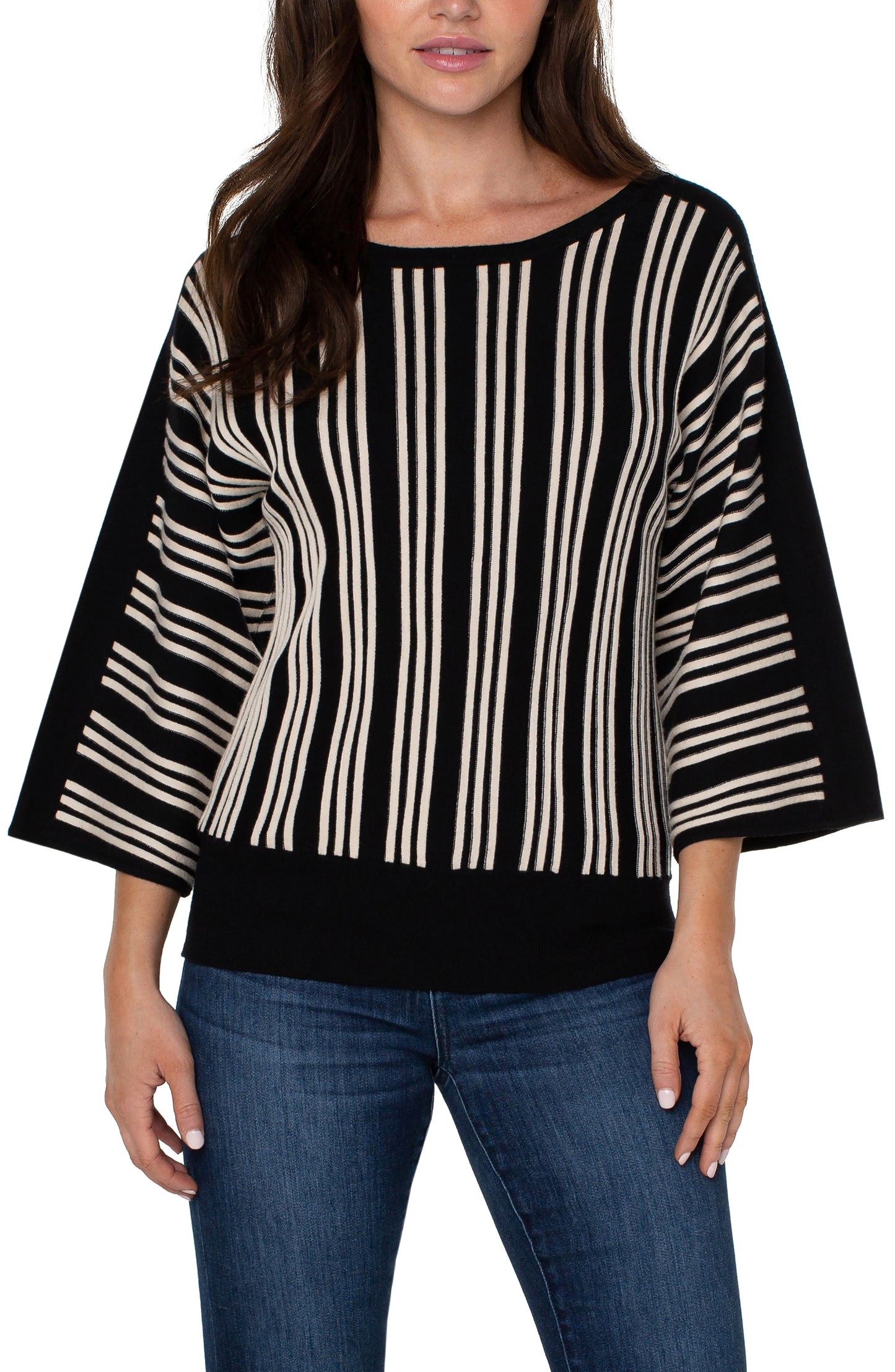 Ecru Stripe Printed Top
