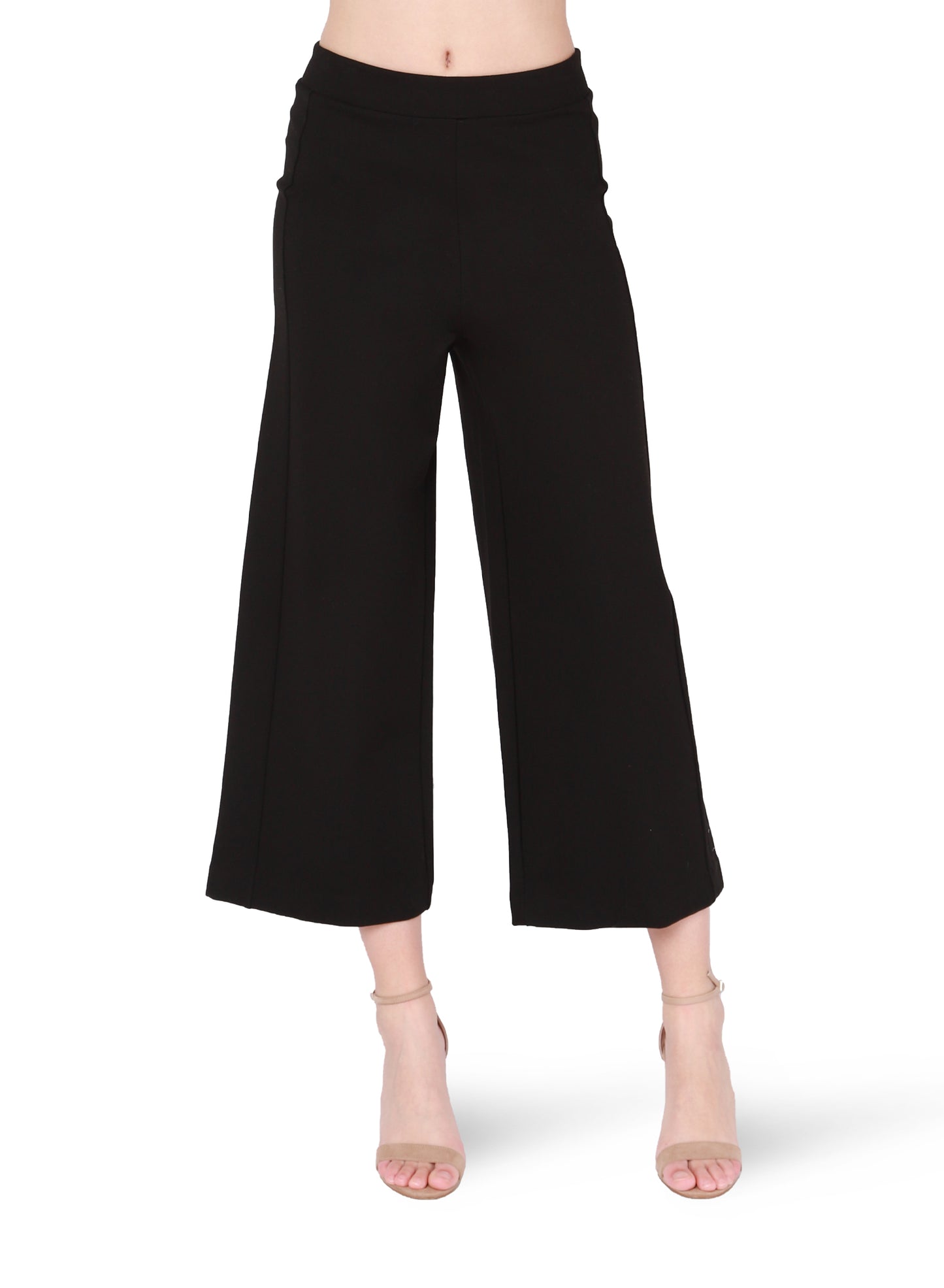 WIDE LEG PONTE CROPPED PANT