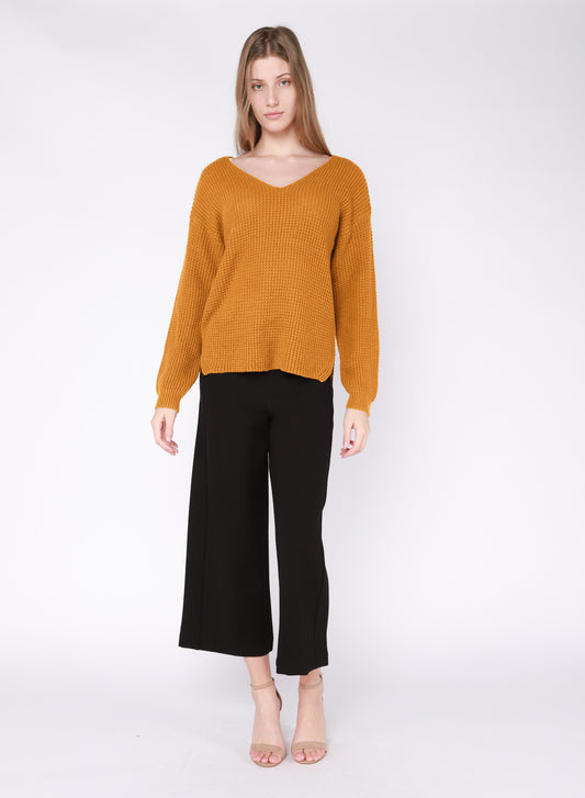 WIDE LEG PONTE CROPPED PANT