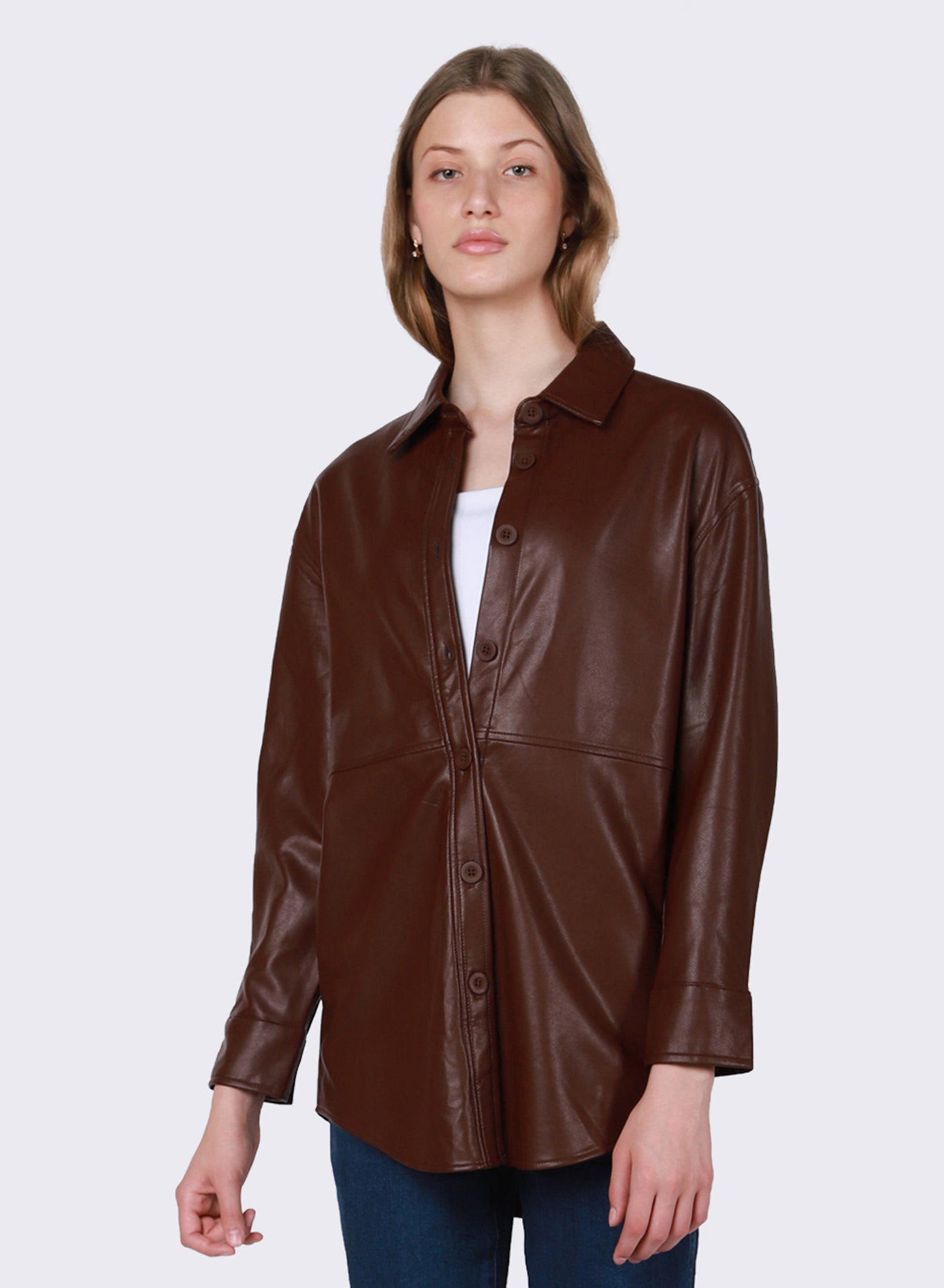 FAUX LEATHER OVERSHIRT