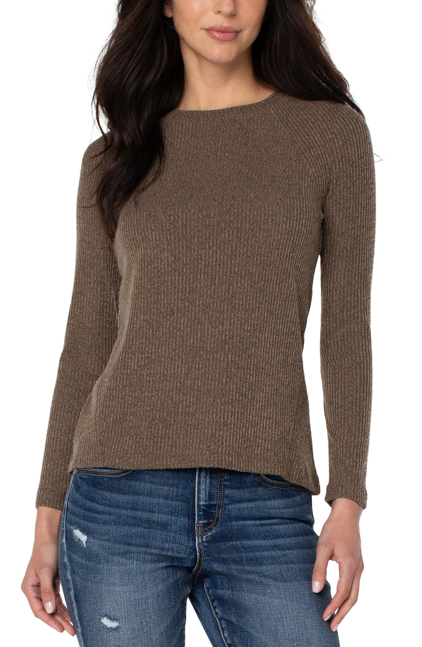 Textured Block Long Sleeve Knit Top