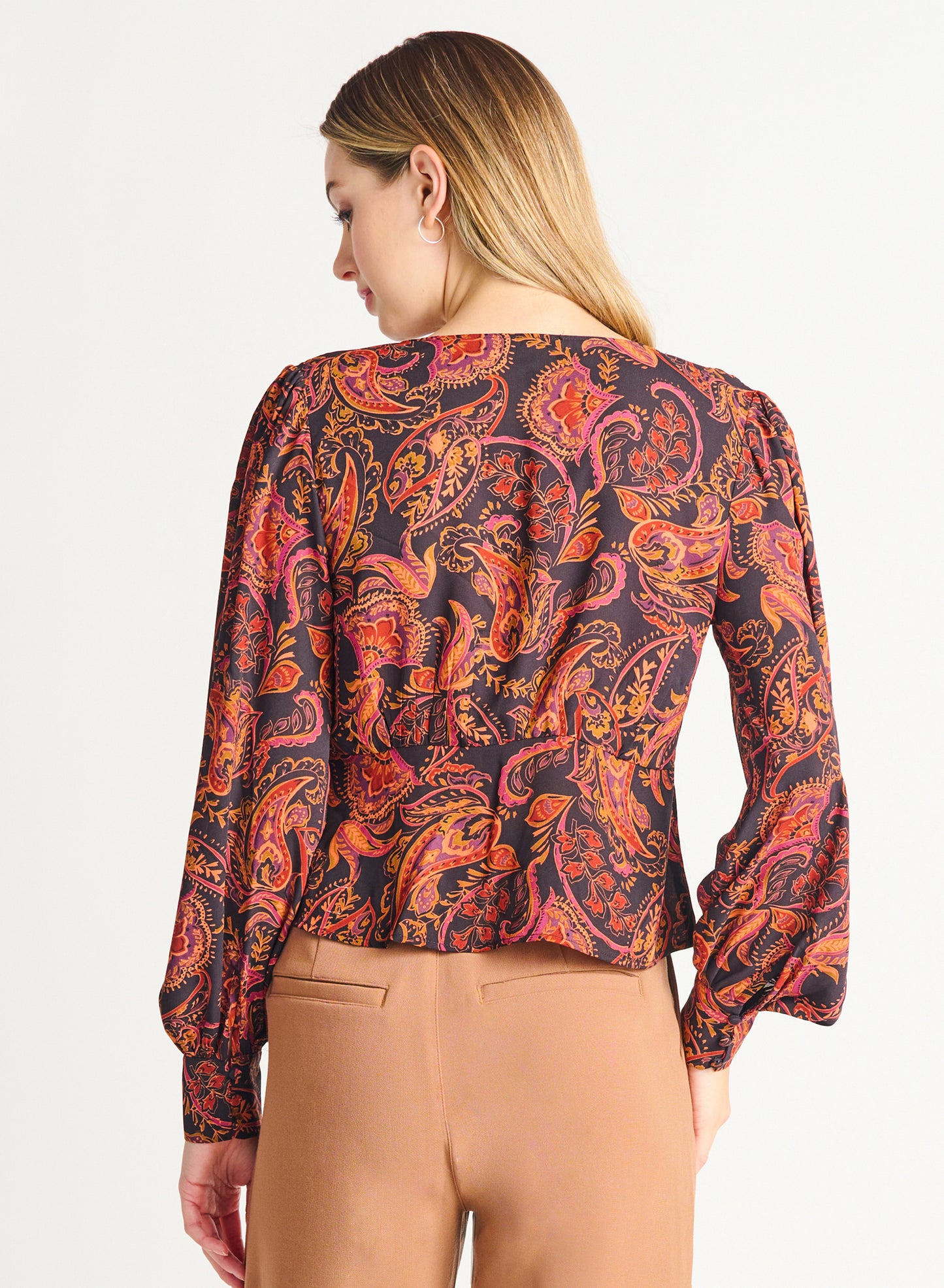 V-NECK BUTTON FRONT BLOUSE