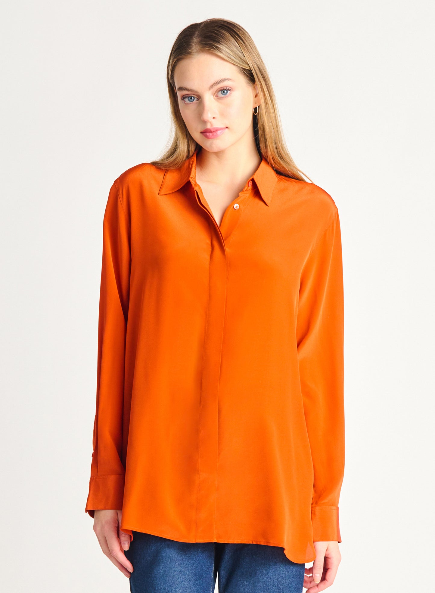 HIDDEN PLACKET BUTTON FRONT BLOUSE