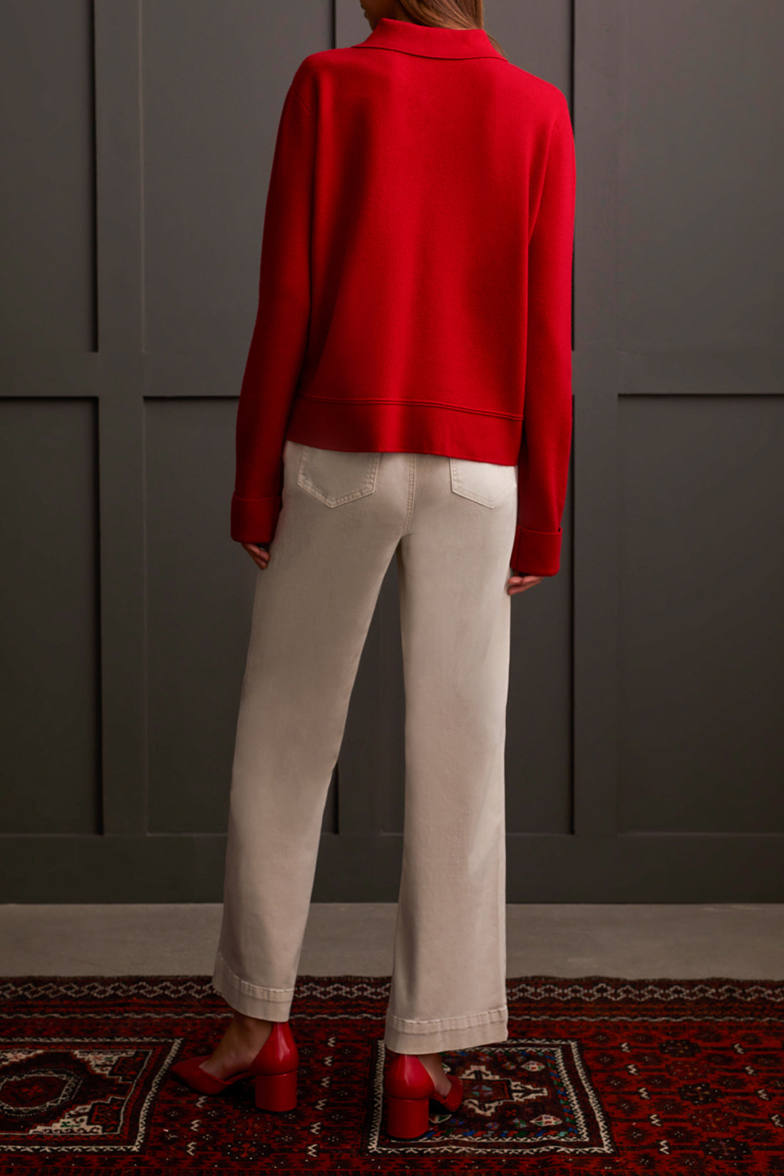 L/S SWEATER CARDIGAN W/COLLAR & PKTS