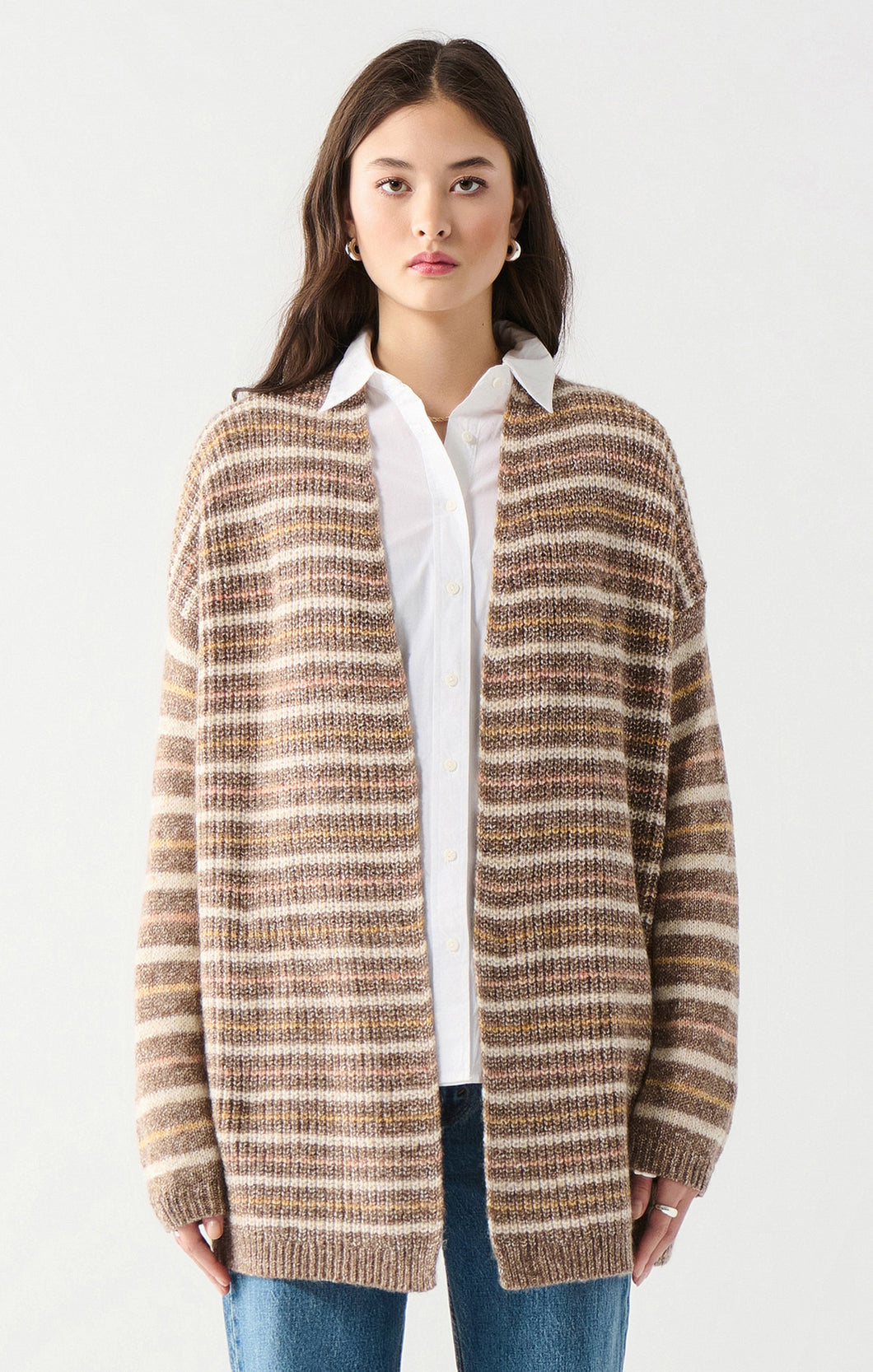 TEXTURED STITCH OPEN CARDIGAN