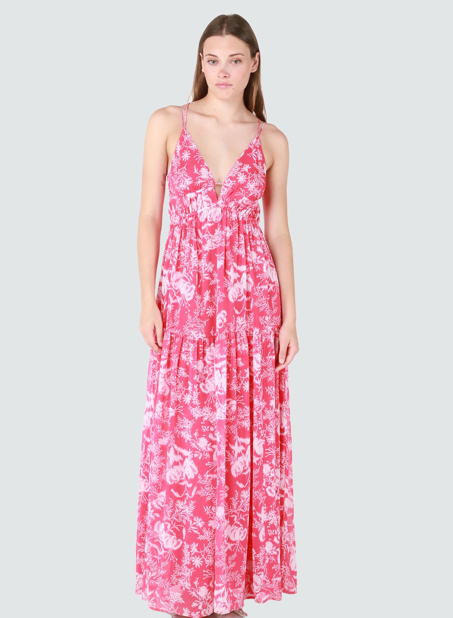 STRAPPY V NECK MAXI DRESS