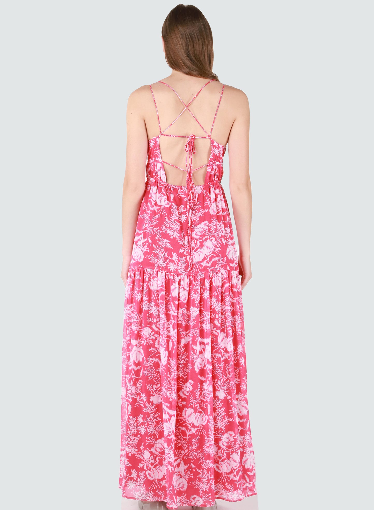 STRAPPY V NECK MAXI DRESS