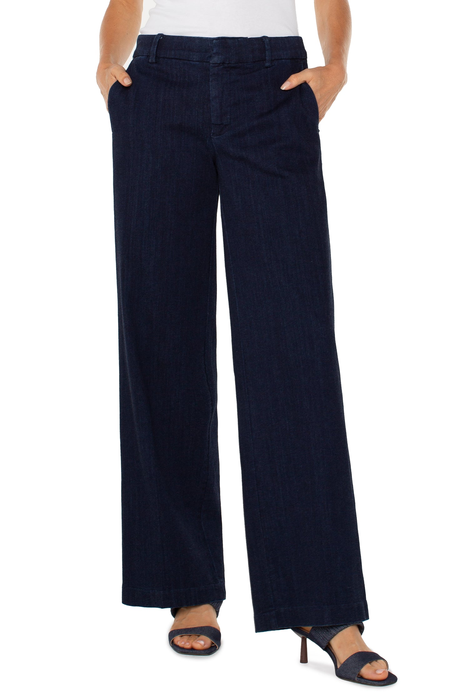 kelsey wide leg trouser w inner waist band trim 31ins