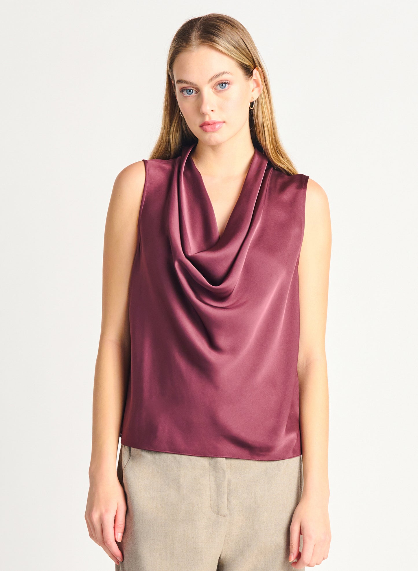 SATIN COWL NECK TOP
