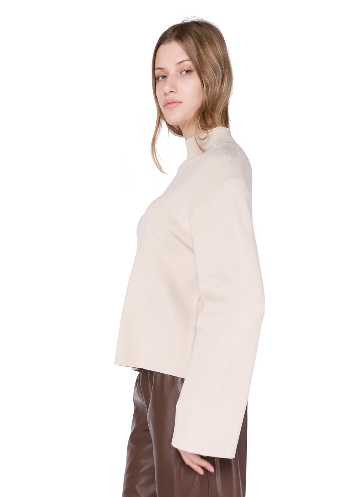WIDE SLEEVE MOCK NECK SWEATER