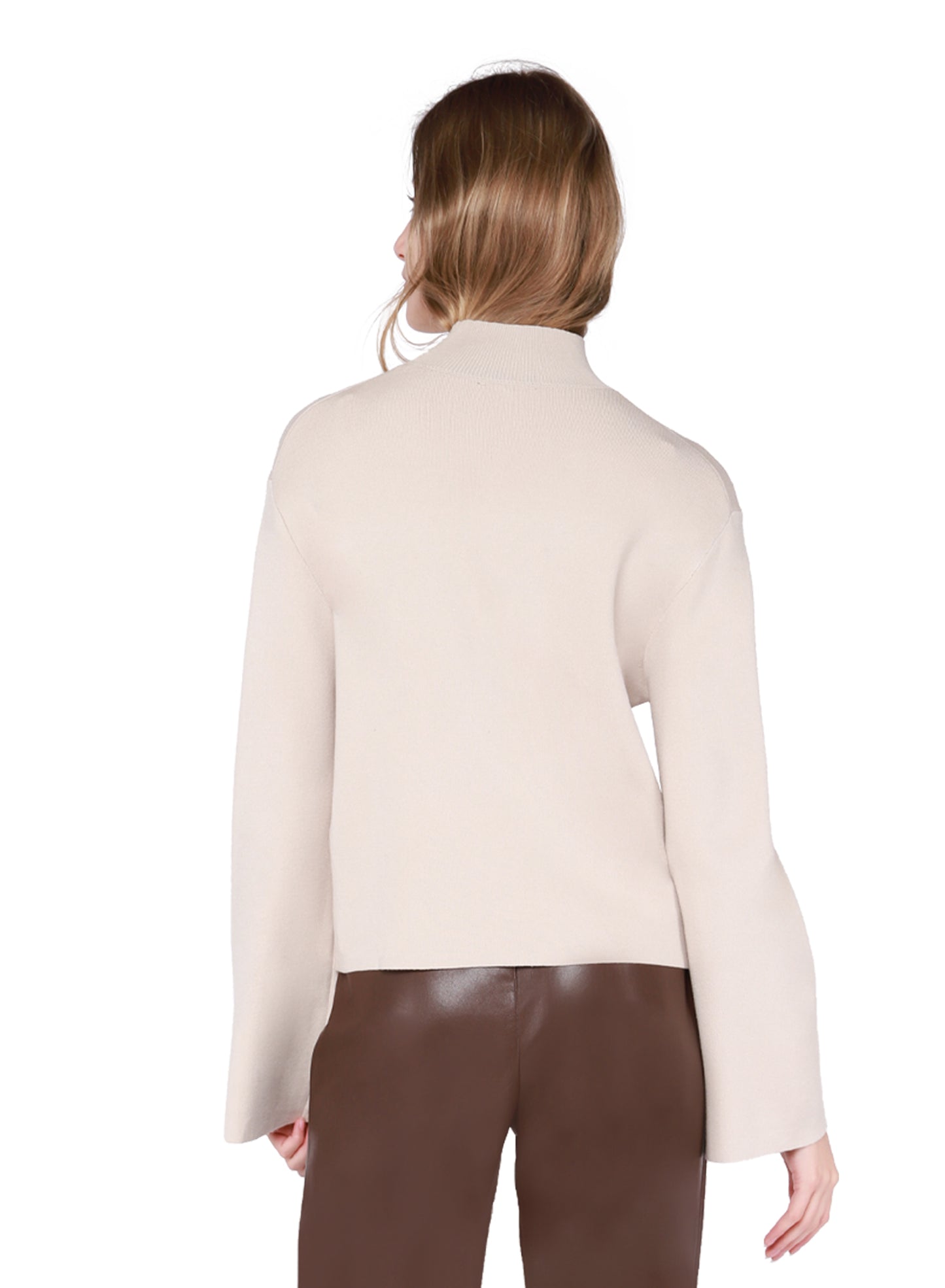 WIDE SLEEVE MOCK NECK SWEATER