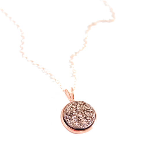 Ava Rose Gold Druzy Necklace - Elements Berkeley