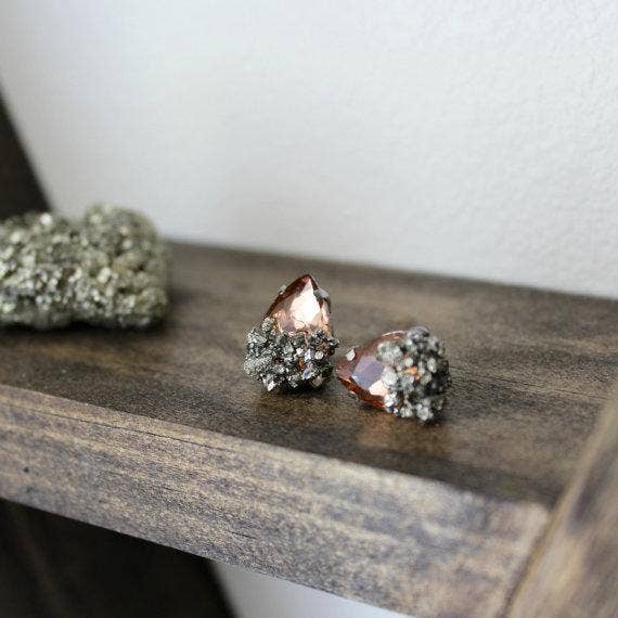 Champagne Pyrite Dipped Studs - Elements Berkeley