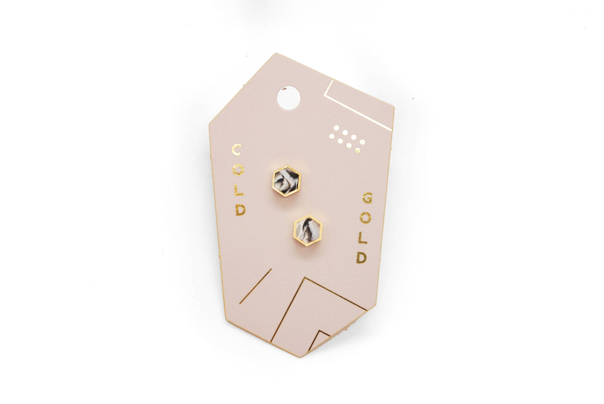 Black + White Marble Hexagon Stud Earrings - Elements Berkeley
