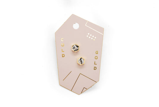 Black + White Marble Hexagon Stud Earrings - Elements Berkeley