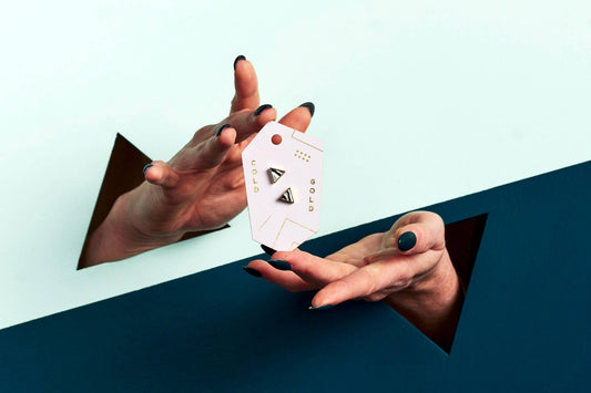 Black + White Marble Triangle Stud Earrings - Elements Berkeley