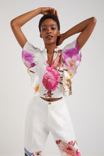 Load image into Gallery viewer, Desigual M. Christian Lacroix Ruffle Side V-neck Short Sleeve Blouse

