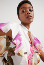 Load image into Gallery viewer, Desigual M. Christian Lacroix Ruffle Side V-neck Short Sleeve Blouse
