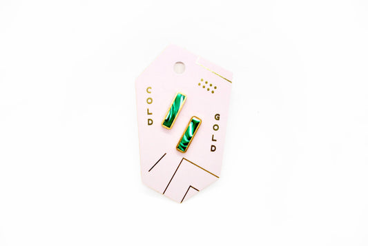 Forest + White Marble Bar Stud Earrings - Elements Berkeley