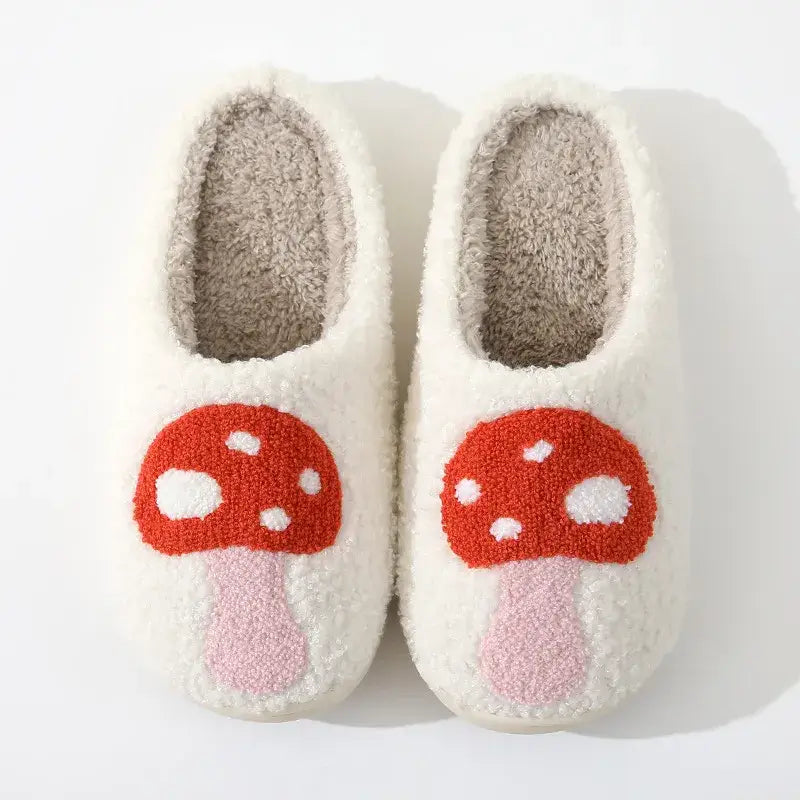 Sweet Cherry Sky - Mushroom Comfy Plush Slippers
