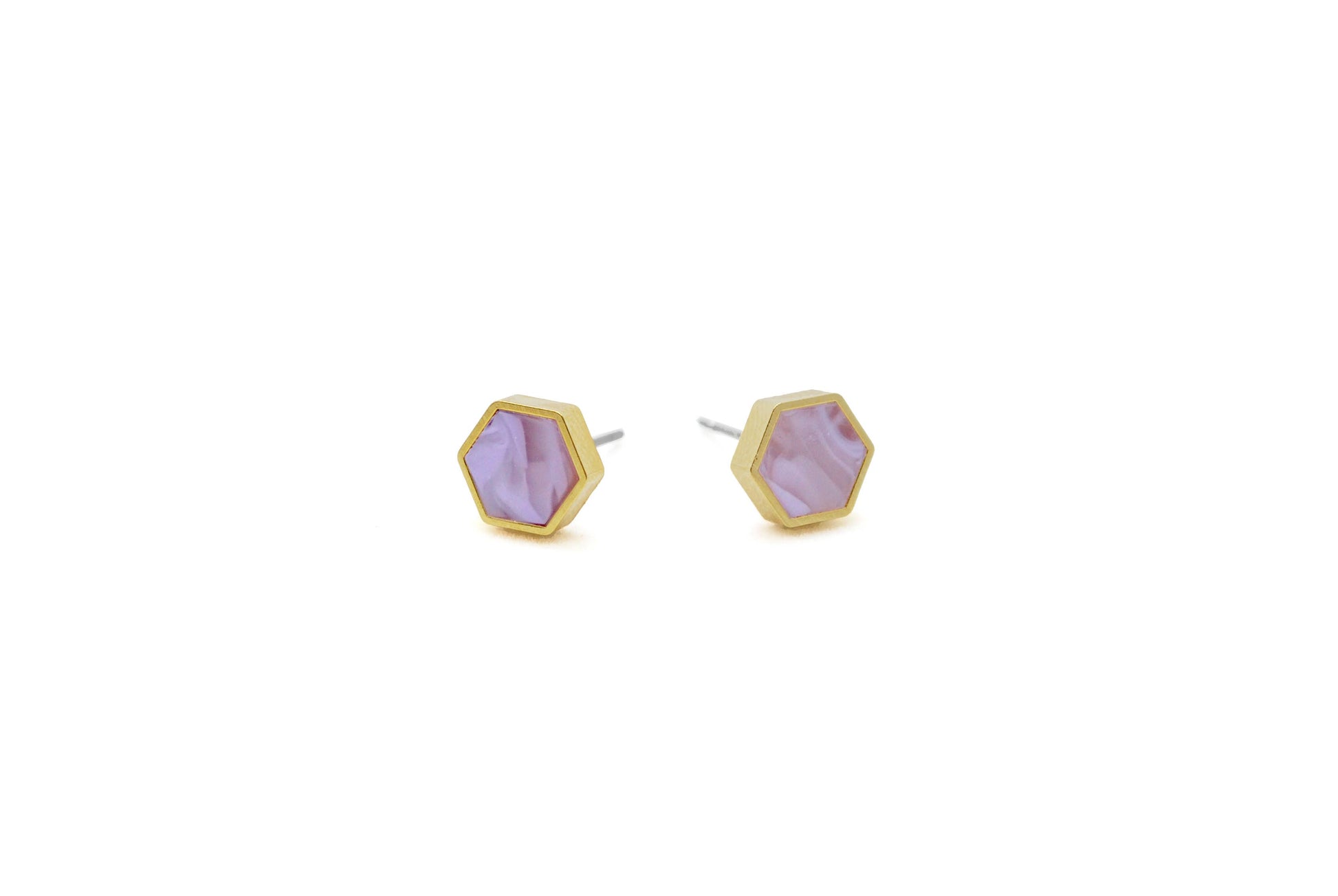 Hexagon Marble Geometric Studs - Elements Berkeley