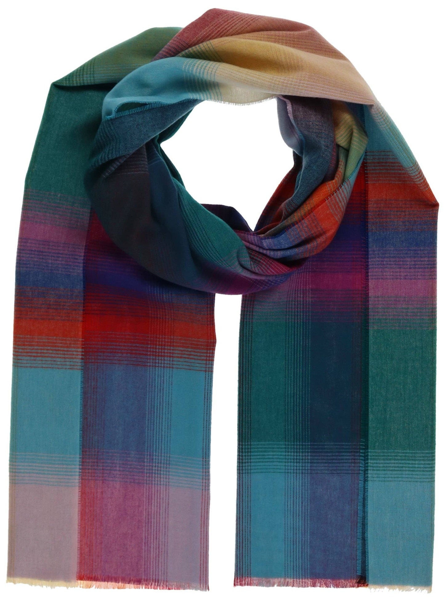 FRAAS - The Scarf Company - Ombre Plaid Lightweight Cashmink Wrap