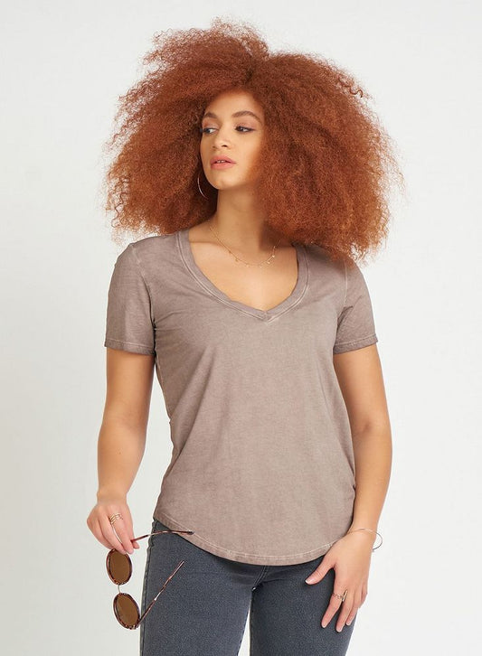 DEX Rounded Hem V-Neck
