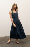 Moon River Criss Cross Smocked Maxi Dress