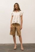 Moon River Asymmetrical Flutter Short Sleeve Top