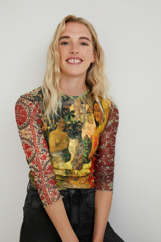 Desigual Polynesia Tulle Sleeve T-Shirt