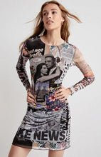 Load image into Gallery viewer, Desigual Long Sleeve Gathered Side Mini Dress

