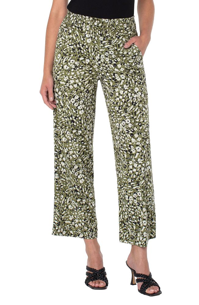 Liverpool Smocked Waist Crop Wide Leg