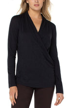 Load image into Gallery viewer, Long Sleeve Wrap Front Slub Knit Top
