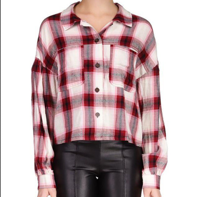 POCKET DETAIL PLAID SHIRT