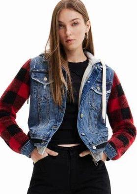 Denim jacket with plaid sleeves Elements Berkeley